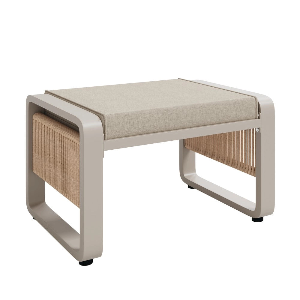 Set Divano da Giardino Angolare 6-7 Posti in Ferro ¨C Xylo ¨C Beige, Cuscini Inclusi