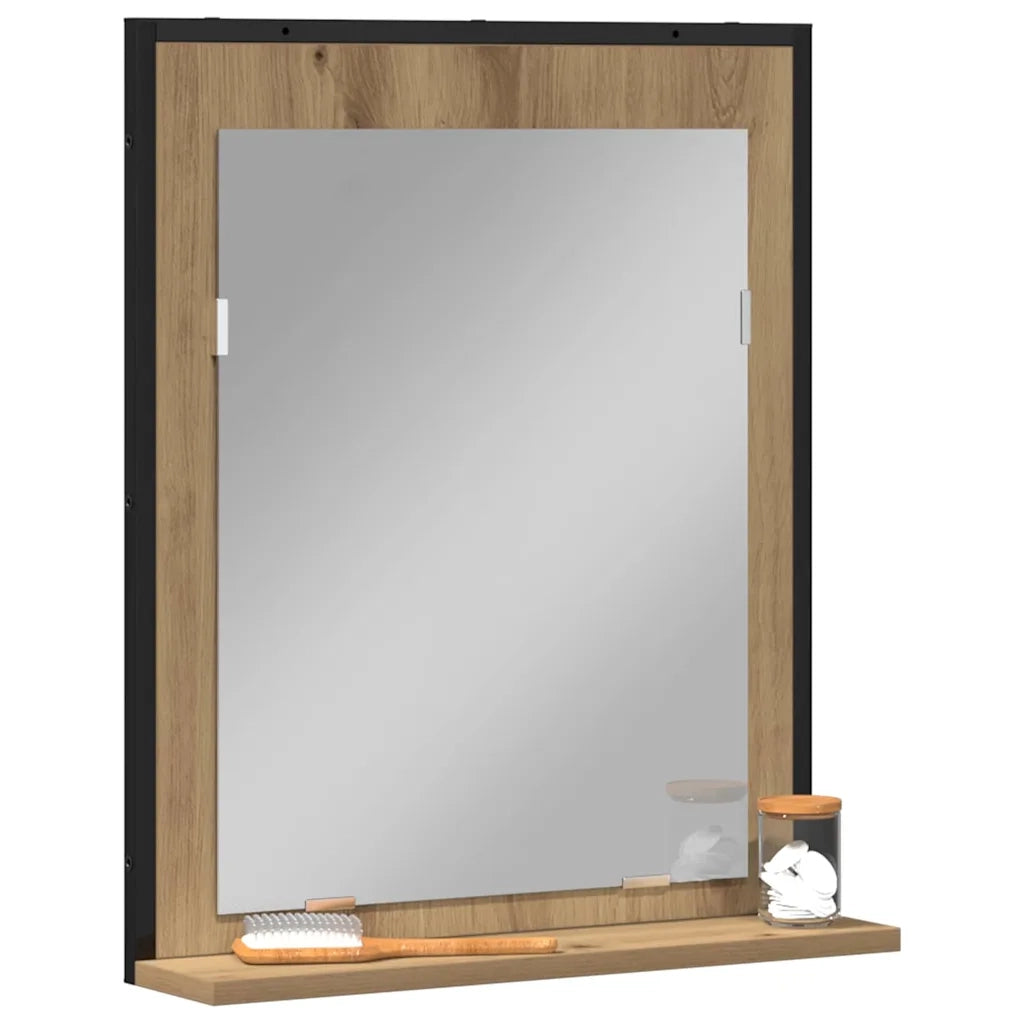 Specchio con lo scaffale rovere artigianale 50 x 12 x 60 cm 862221