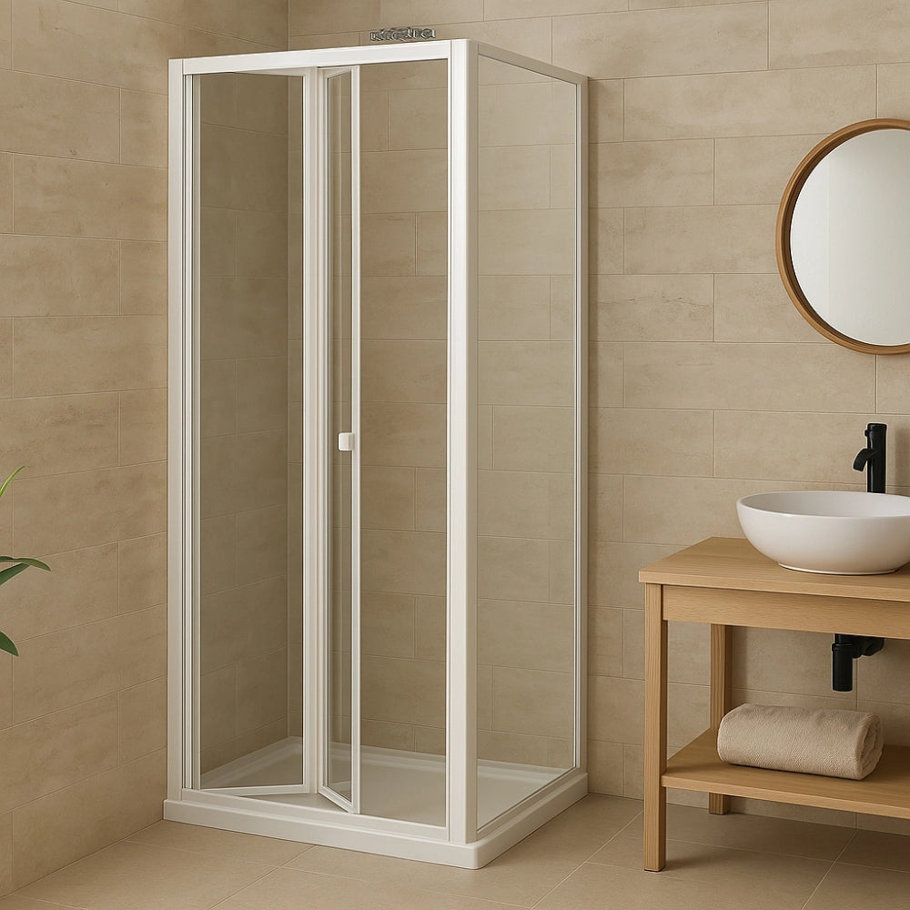 Porta doccia a soffietto book cristallo temprato profilo bianco bianco *** misure 76-80xh190cm trasparente, confezione 1