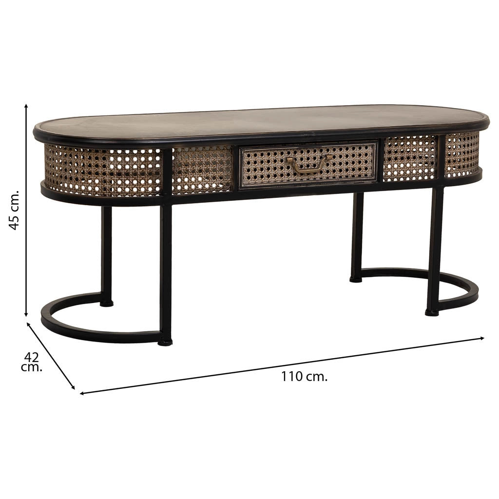 Tavolino in metallo marrone 110x42x45h