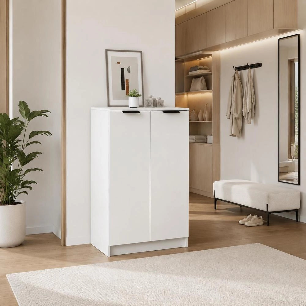 Shoe Cabinet, White, 59x35x100.5 Cm, Wood-based Material