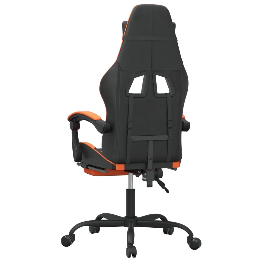 Sedia da Gaming Girevole Poggiapiedi Nero Arancione Similpelle 349585