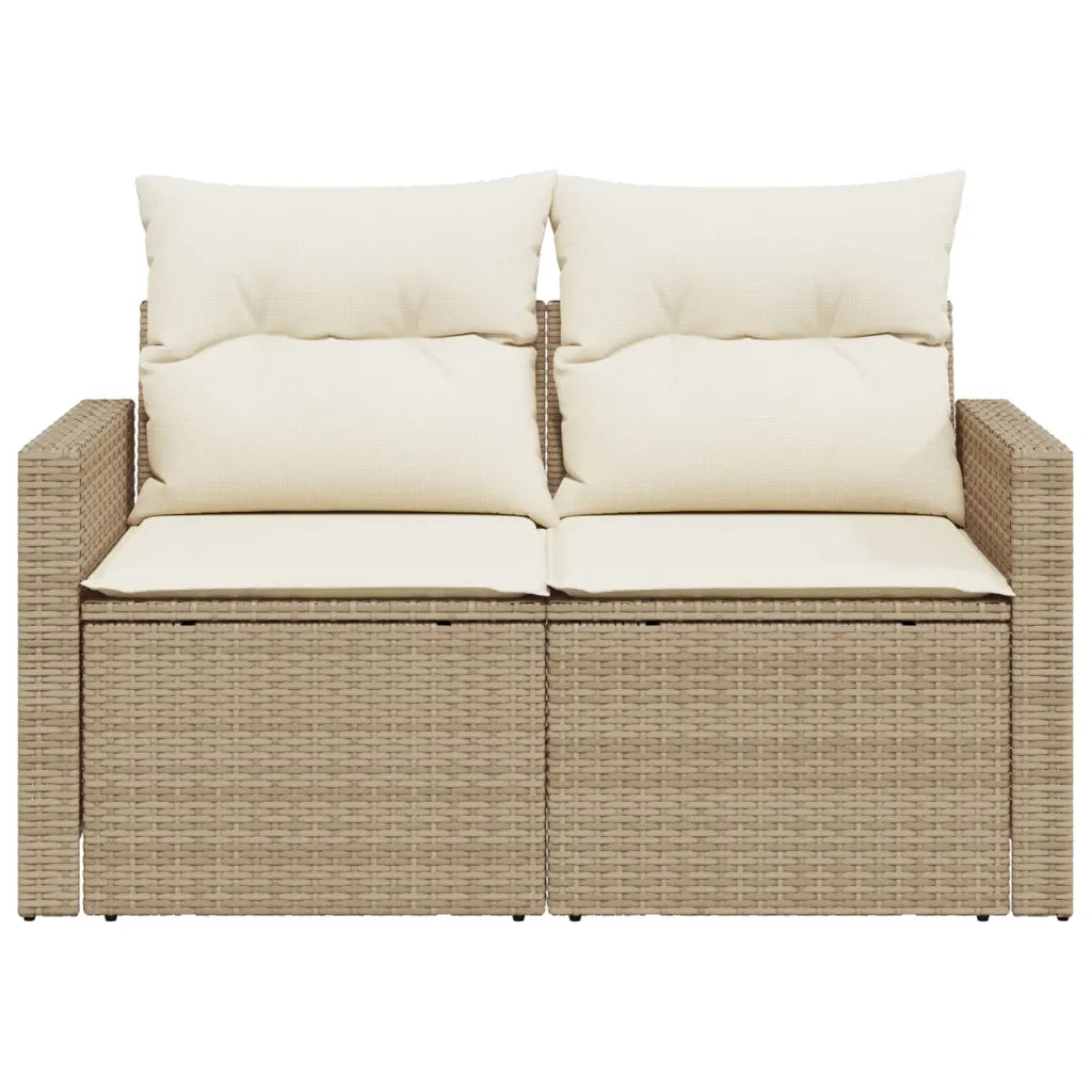 Divano da Giardino con Cuscini a 2 Posti-Sofa da Giardino-Divano da esterno Beige in Polyrattan 388536