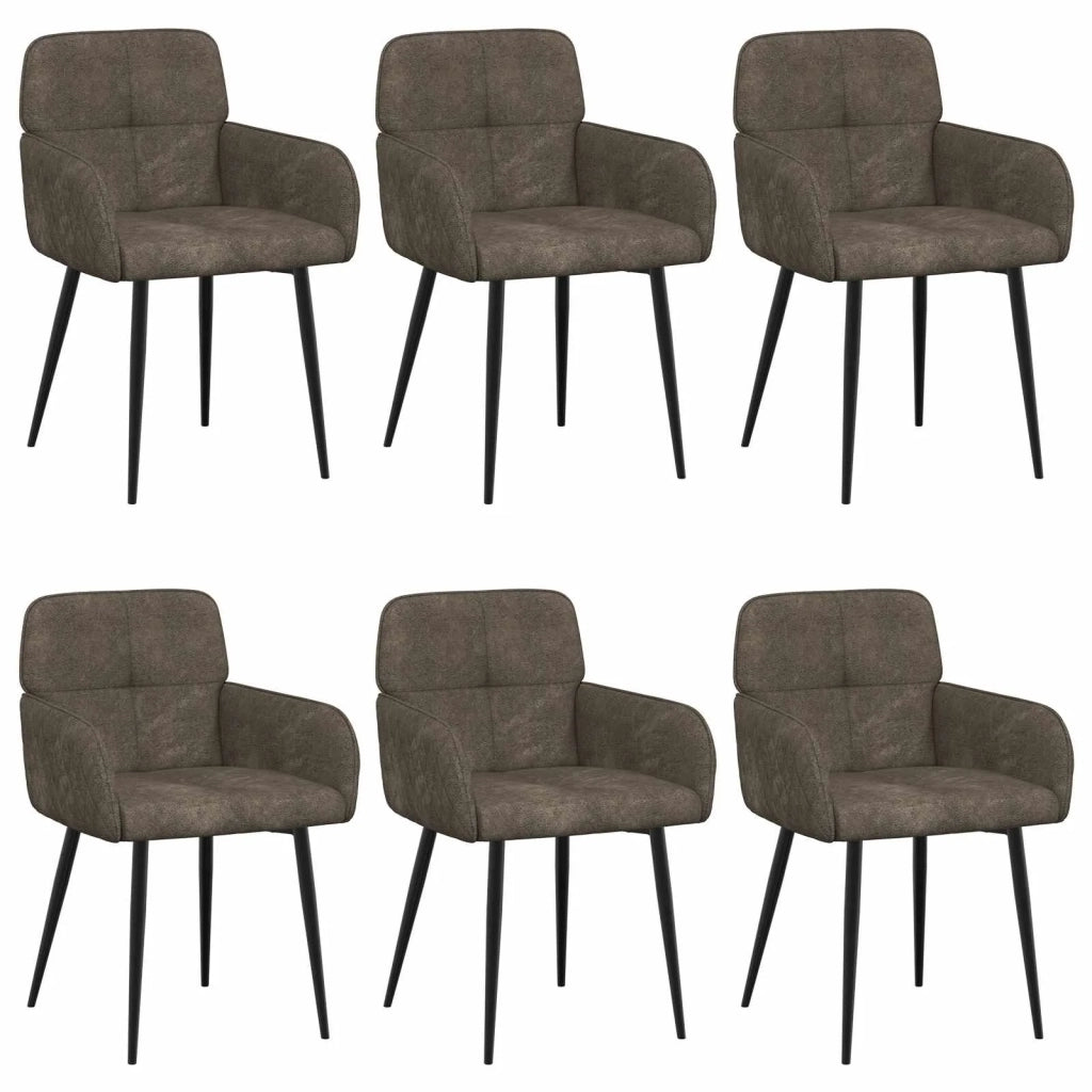 Sedie da pranzo 6 pcs Pelle Scamosciata Sintetica Grigio Scuro 3428235