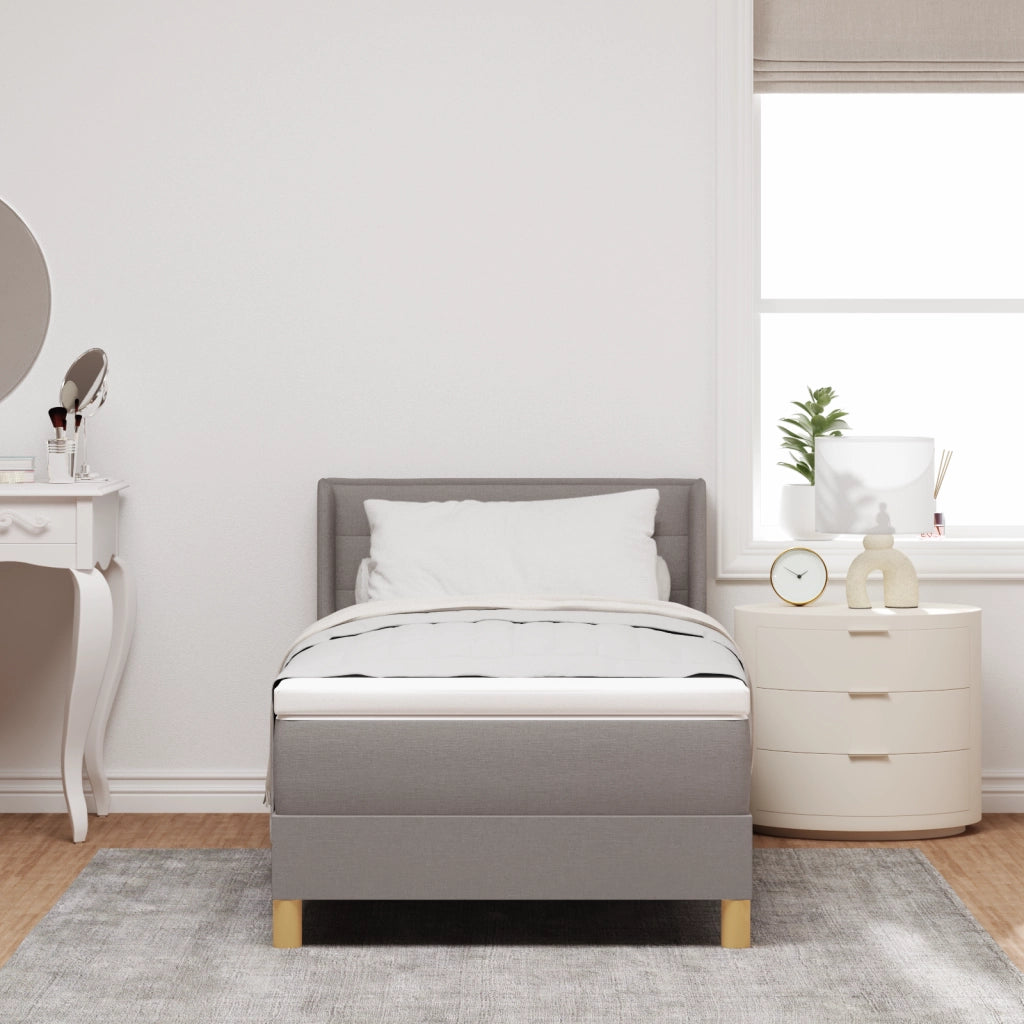 Letto con Rete a molle e Materasso Tortora 90x190 cm Tessuto