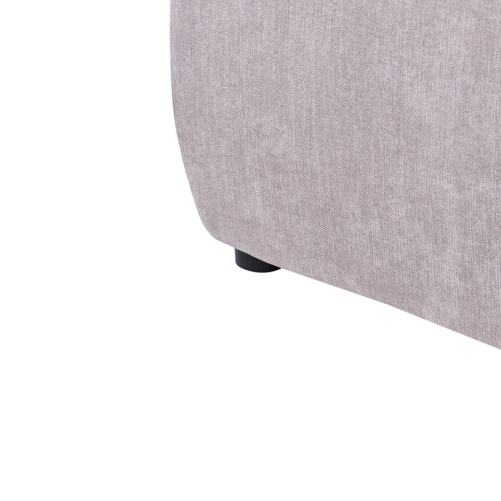Letto imbottito in tessuto di ciniglia tortora 140 x 200 cm, contenitore rialzabile con testiera e rete a doghe