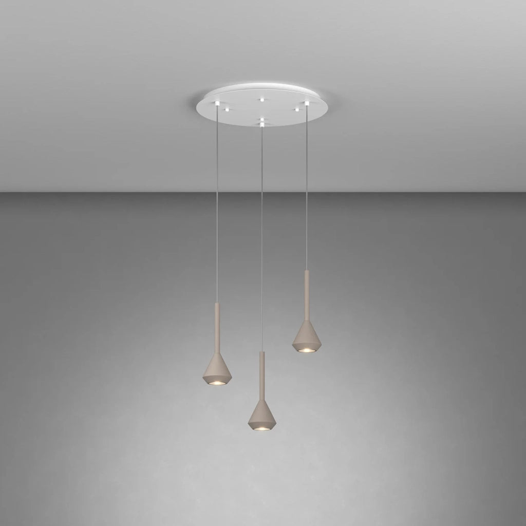 Lampadario Moderno Aygo Metallo Bianco E Sabbia 3 Luci Gu10