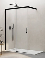 Porta doccia scorrevole 1+1 THALASSA (BASIC) walk-in 100 cm Profilo Nero vetro trasparente