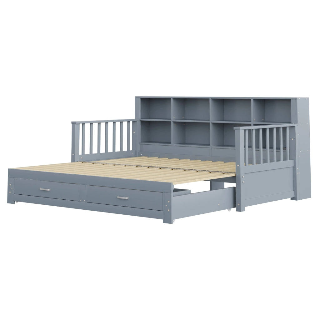 DIVANO LETTO ESTRAIBILE 90x190/180x190 CM LEGNO Grigio