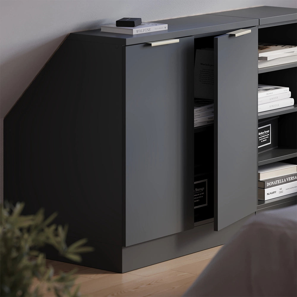Mobile cucina sottotetto R-Line Antracite-oro/Antracite 80 cm con 2 porte, carcassa 60 cm profondità Vicco