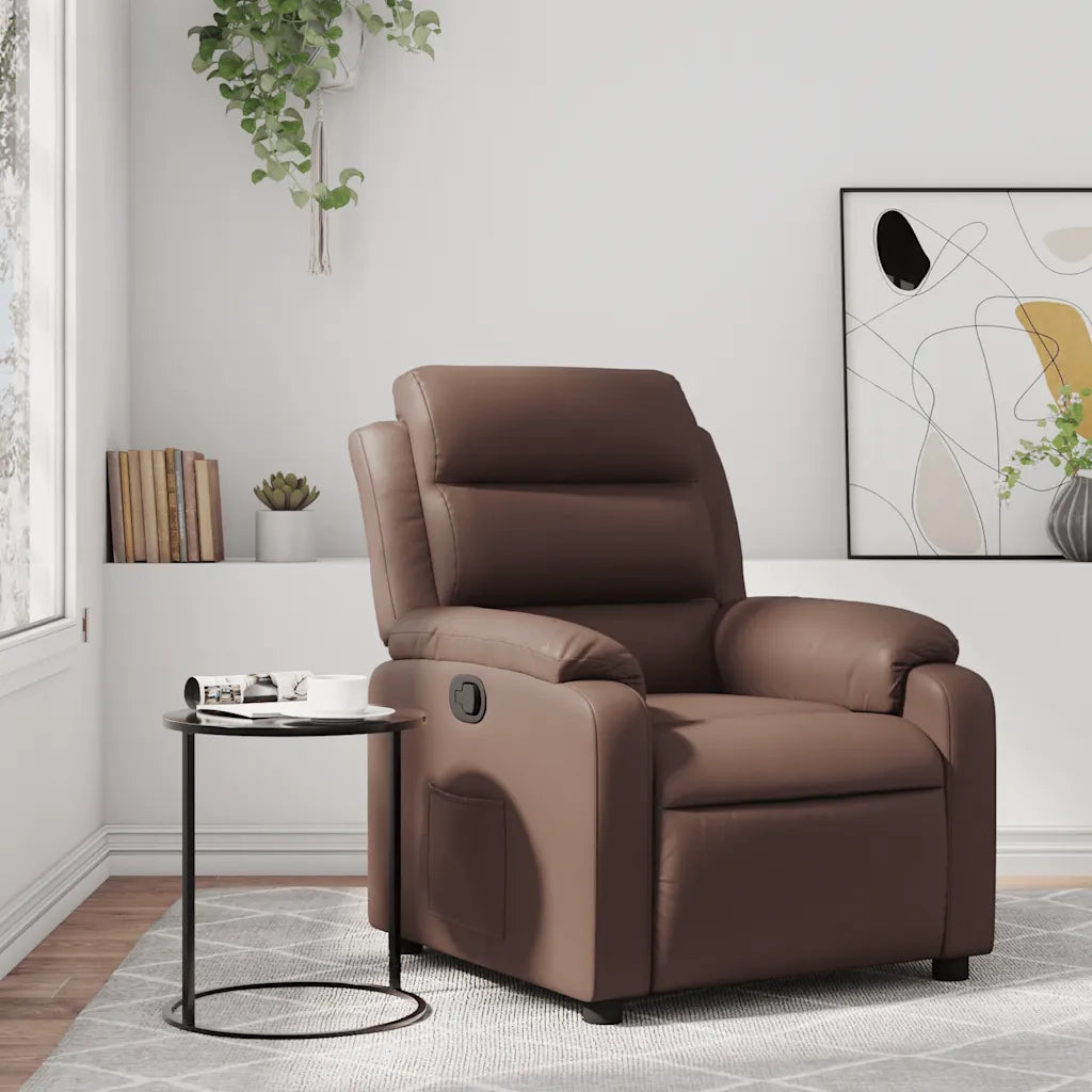 Divano Sedia-Poltrona Reclinabile Marrone in Similpelle 973680