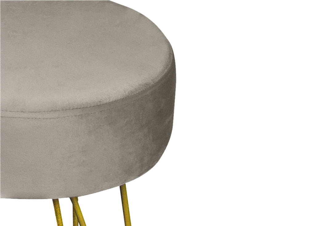 Pouf Salotto/Camera Rotondo Design Moderno Modello Velvet In Tinta Unita - Pouf - Beige