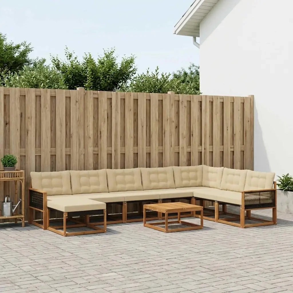 Set di divani da esterno con cuscino 9 pcs Naturale e Beige 3381633