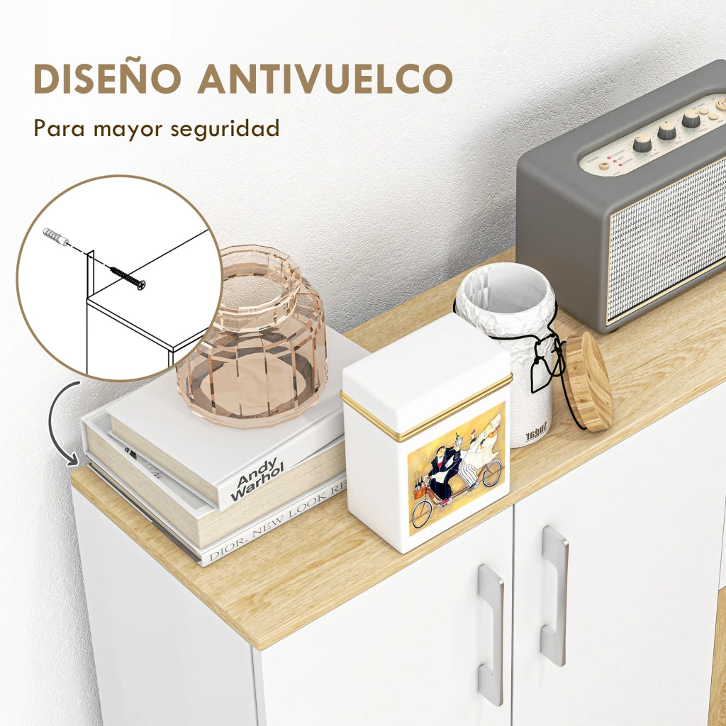 Tavolo da cucina con cassetti e ante ¨C zephmum ¨C 90x30x75,5 cm bianco e legno