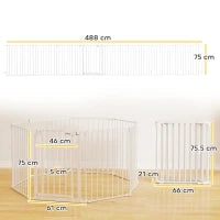 Recinto per Cani a 8 Pannelli Modulabili con Chiusura Automatica, in Acciaio e ABS, 61x3x75 cm, Bianco