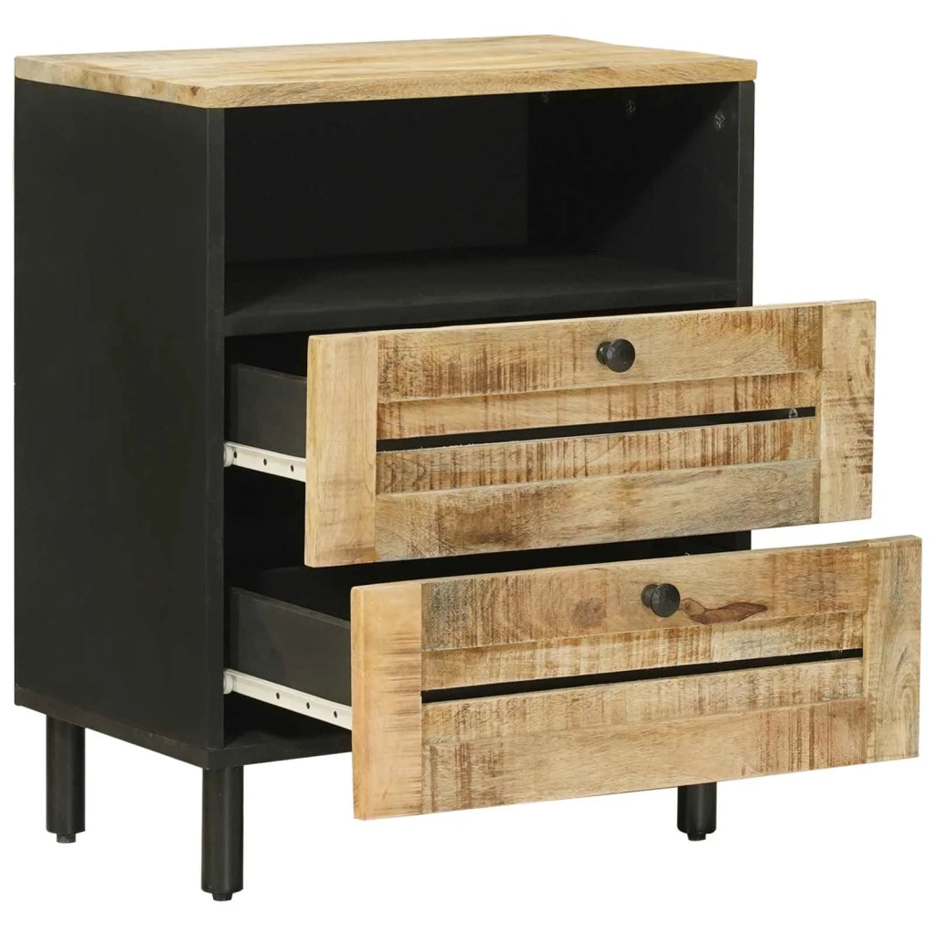 Comodino Marrone e Nero 50 x 33 x 60 cm Legno di mango massello 4018854