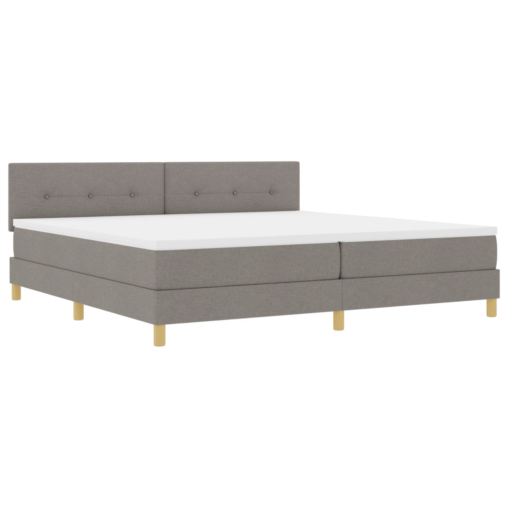 Letto con Box Spring Materasso Tortora 200x200 cm Tessuto
