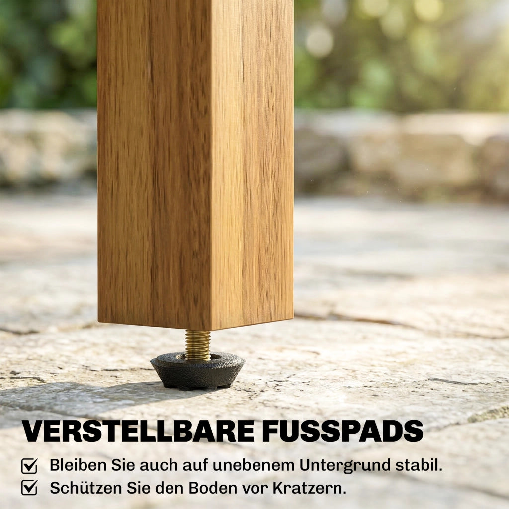 Comodino da giardino impermeabile 48 x 48 cm con piedi regolabili a listella quadrato