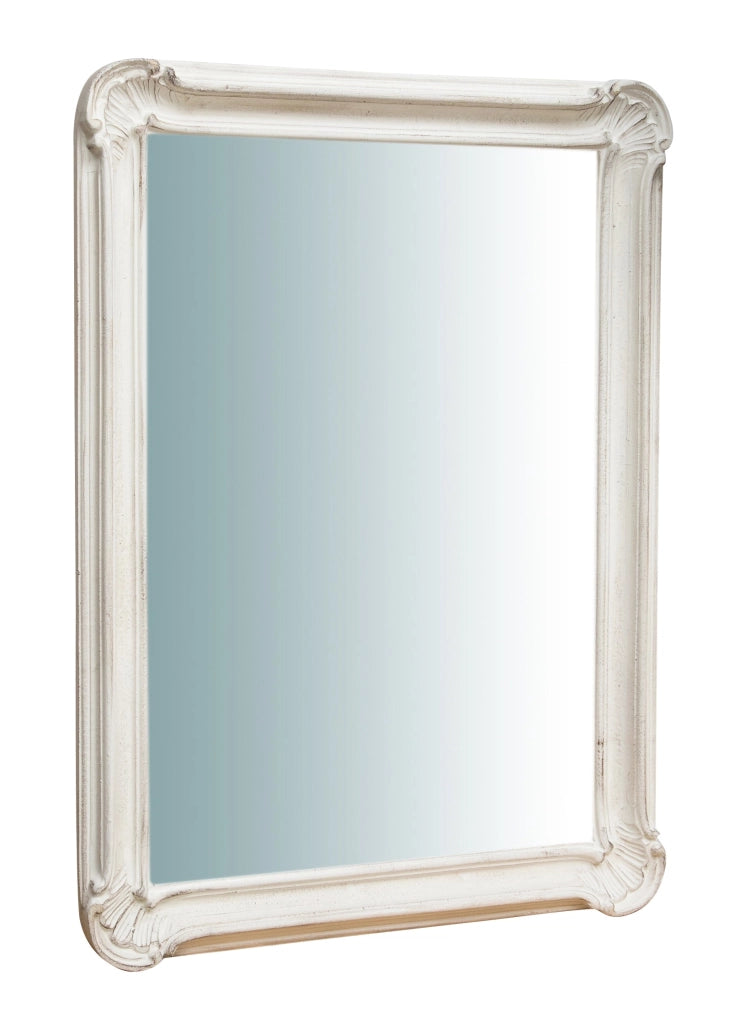 Biscottini SPECCHIERA DA PARETE VERTICALE/ORIZZONTALE IN LEGNO FINITURA BIANCO ANTICATO L64XPR5XH89 CM MADE IN ITALY