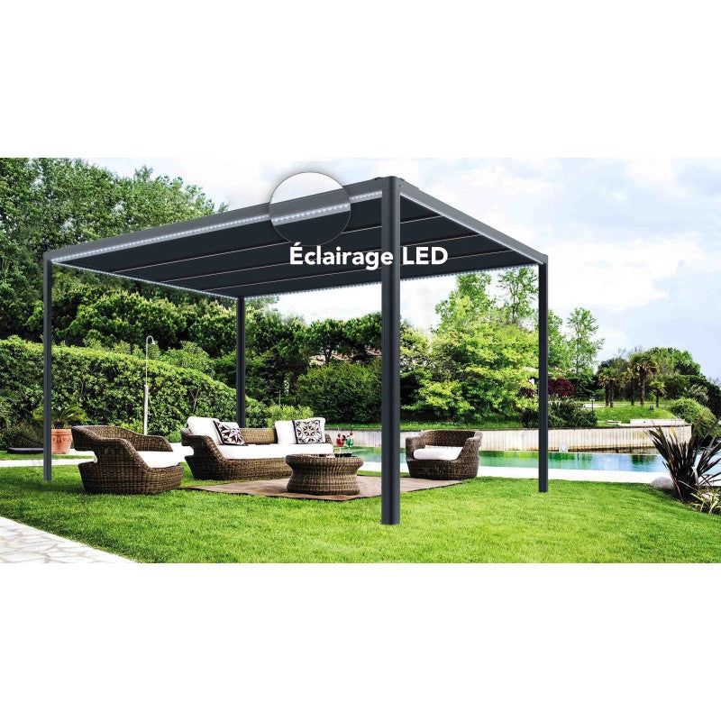 Tonnelle  E-Store en aluminium ANTHRACITE 3x3m