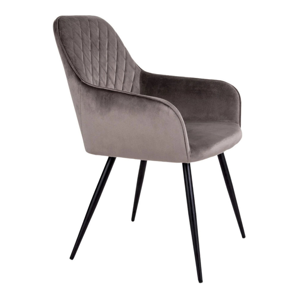 Set 2 sedie da pranzo Harbo in velluto color mushroom con gambe nere