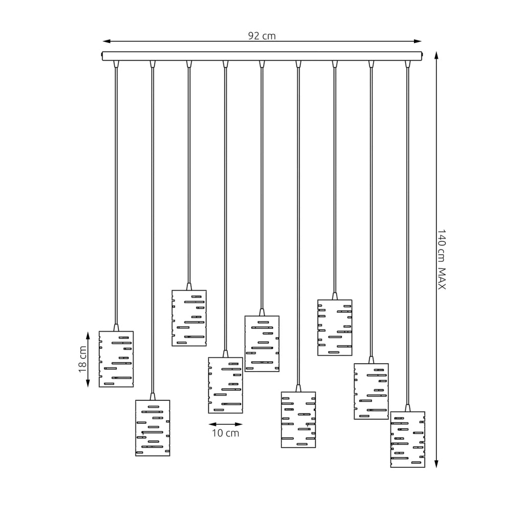 Lampadario Moderno Venere Acciaio Nero 9 Luci E27 Ip20