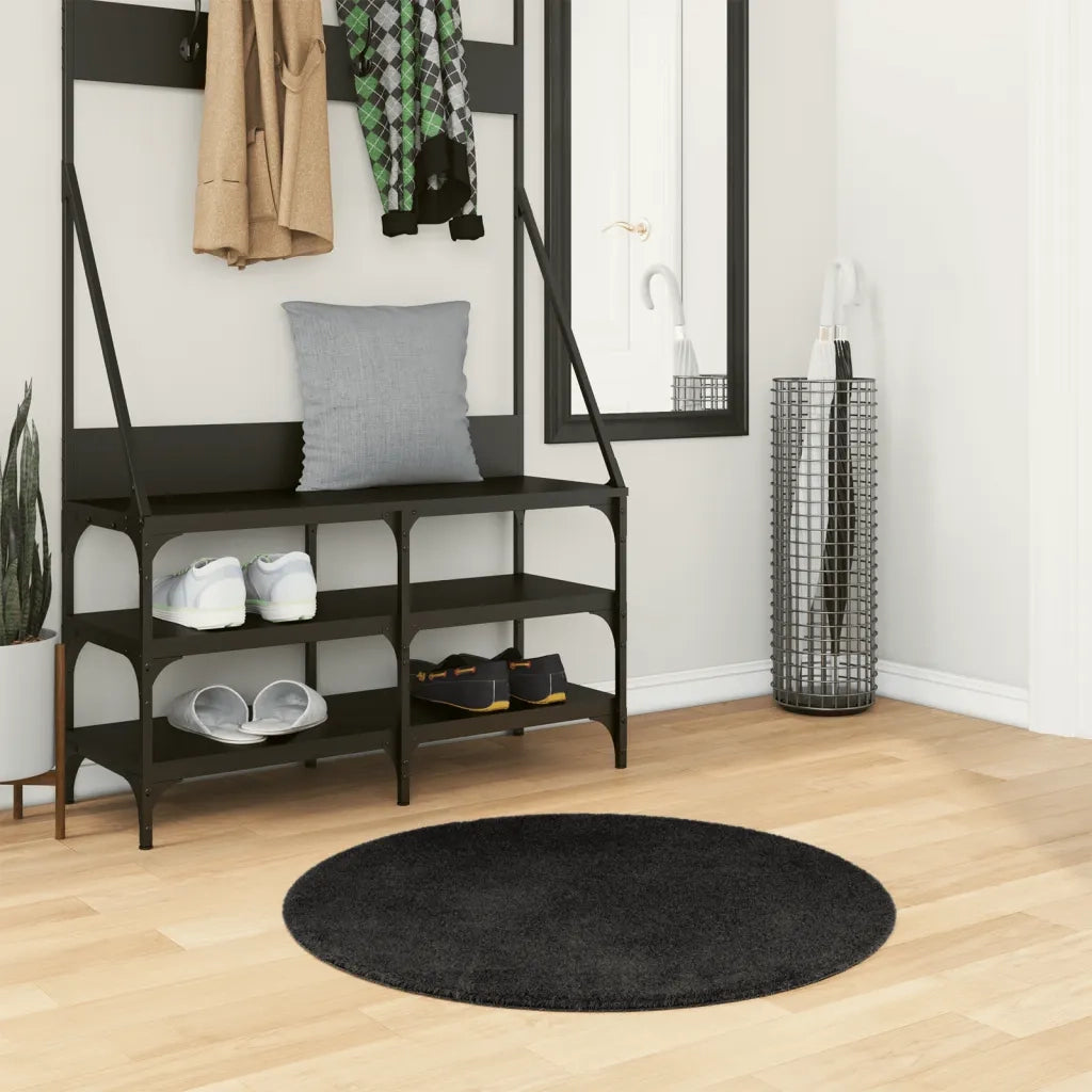 vidaXL Tappeto a Pelo Corto HUARTE Morbido e Lavabile Nero Ø 80 cm