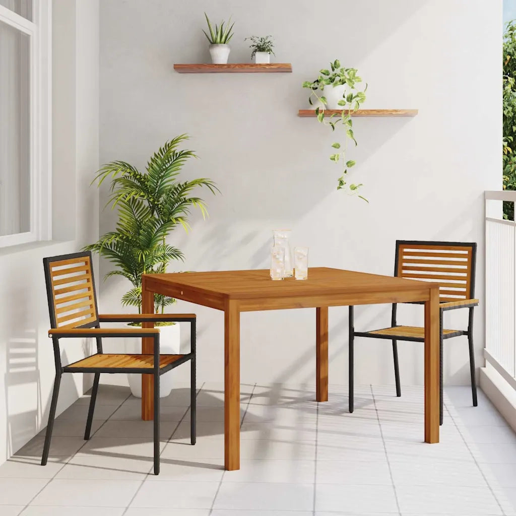 Set da Pranzo per Giardino 3 pcs Nero Legno di Acacia Massello 3365529