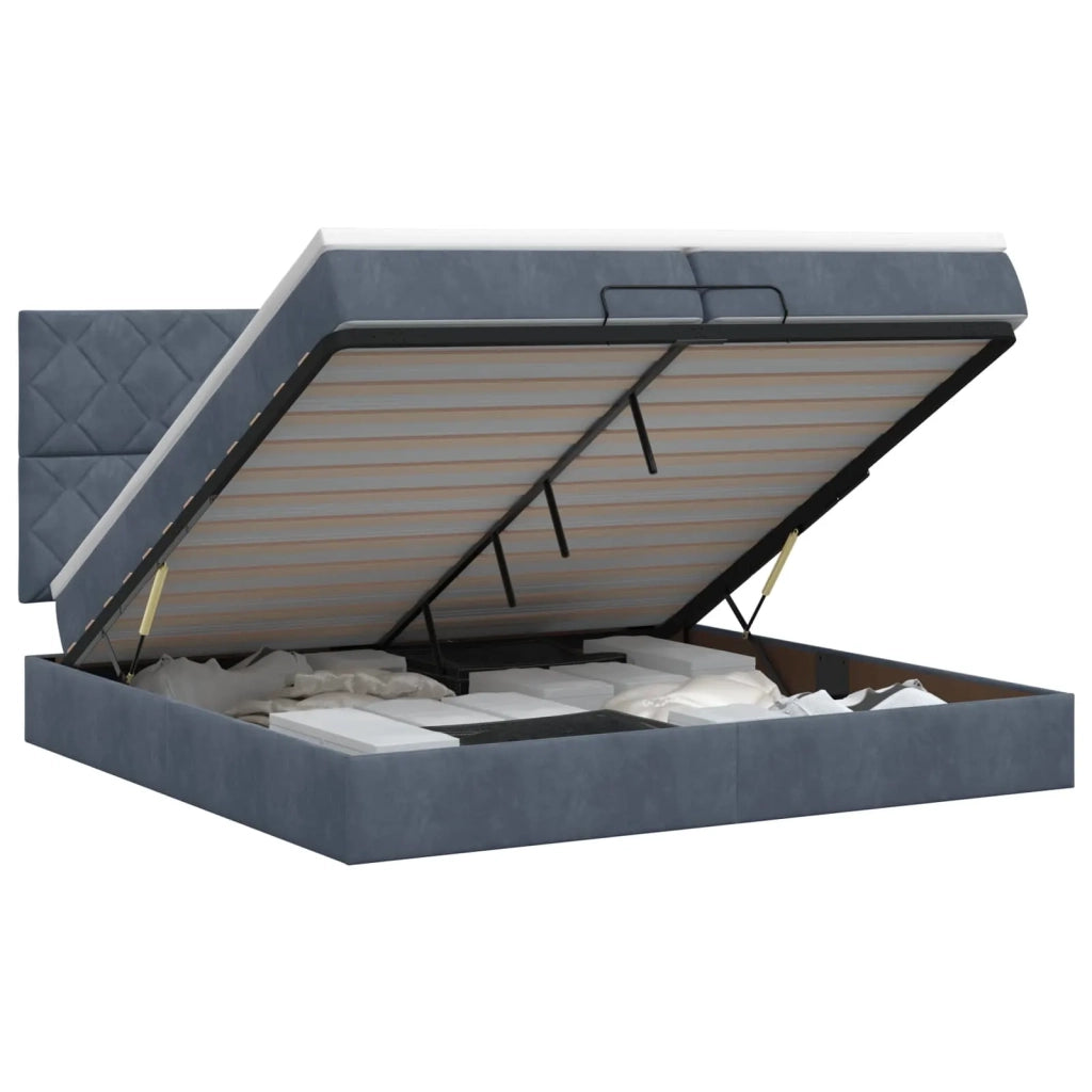 Letto ottomano con materasso Grigio Scuro 200 x 200 cm Velluto 3457816