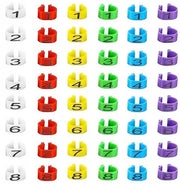 Anelli per coda di pollo 48 pezzi - Ringhiere per uccelli - Identificazione multicolore - Clip numerata - Materiale plastico resistente - Per polli/tacchini/oca - Ringhiere per uccelli