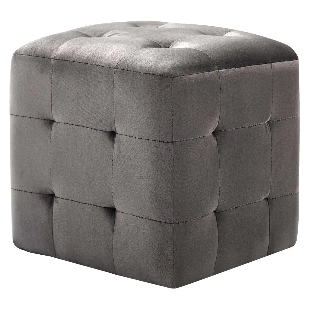 Comodini 2 pz-Set di 2 Tavolino da notte Grigio 30x30x30 cm in Tessuto Vellutato