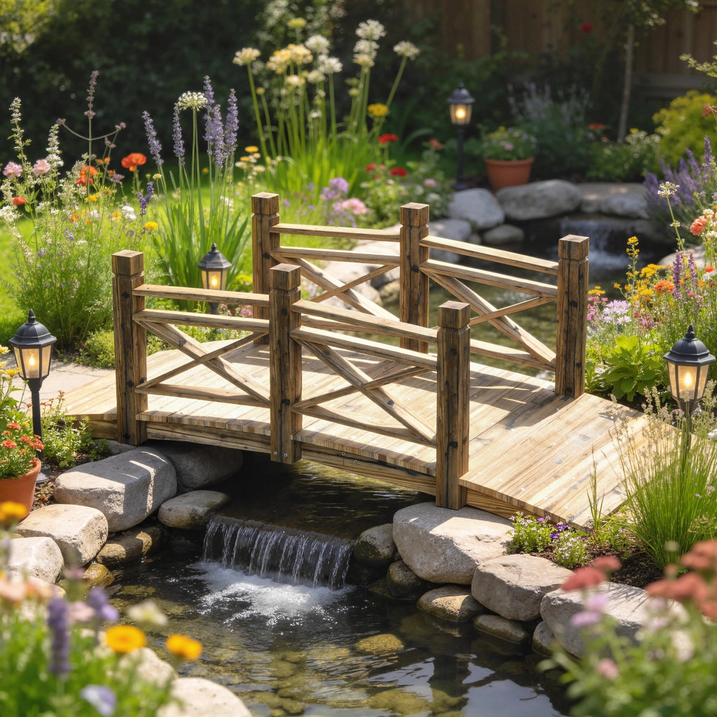 Ponticello da Giardino in Legno di Abete ¨C zephmum ¨C Effetto Antico, 174x78x57.5 cm