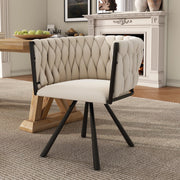 Sedia da pranzo girevole 360° in velluto beige