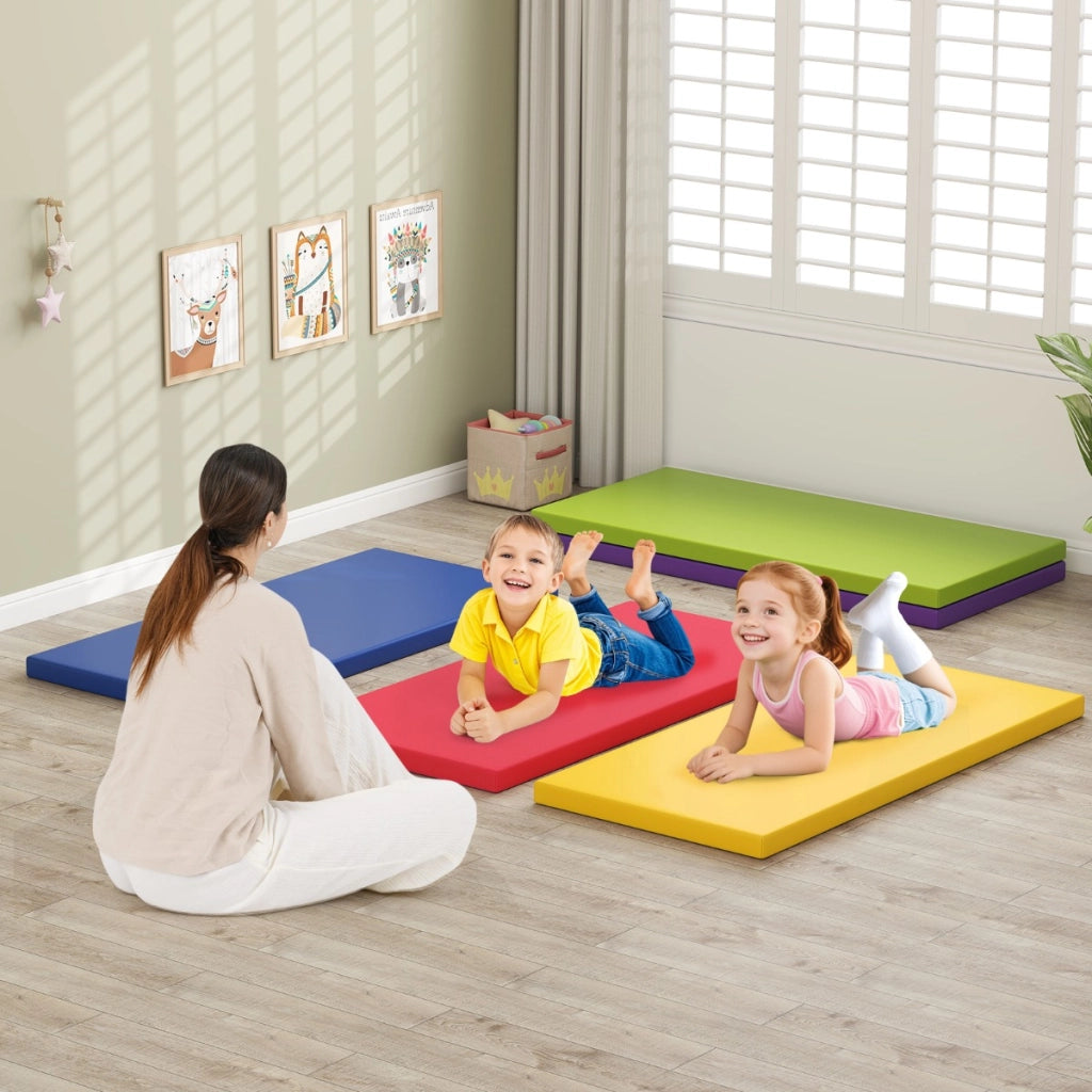 Materassini per riposo da pavimento per pisolini con spugna per asilo, Materassini portatili con coperture in finta pelle-Tappetini da gioco