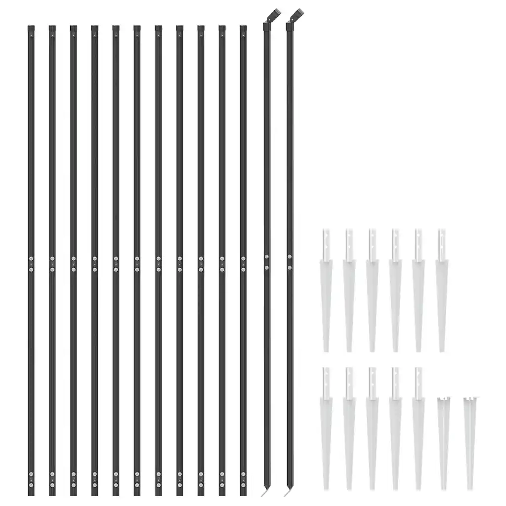 Recinzione da Giardino | Recinzione a Rete con Picchetti Ancoraggio Antracite 2x25 m