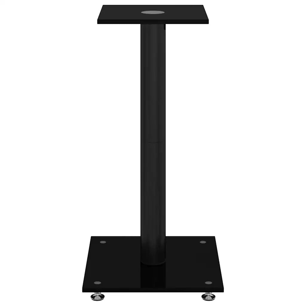 Pedane per Casse 2pz Nero Vetro Temperato Design a 1 Pilastro 51808