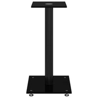 Pedane per Casse 2pz Nero Vetro Temperato Design a 1 Pilastro 51808