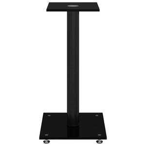 Pedane per Casse 2pz Nero Vetro Temperato Design a 1 Pilastro 51808