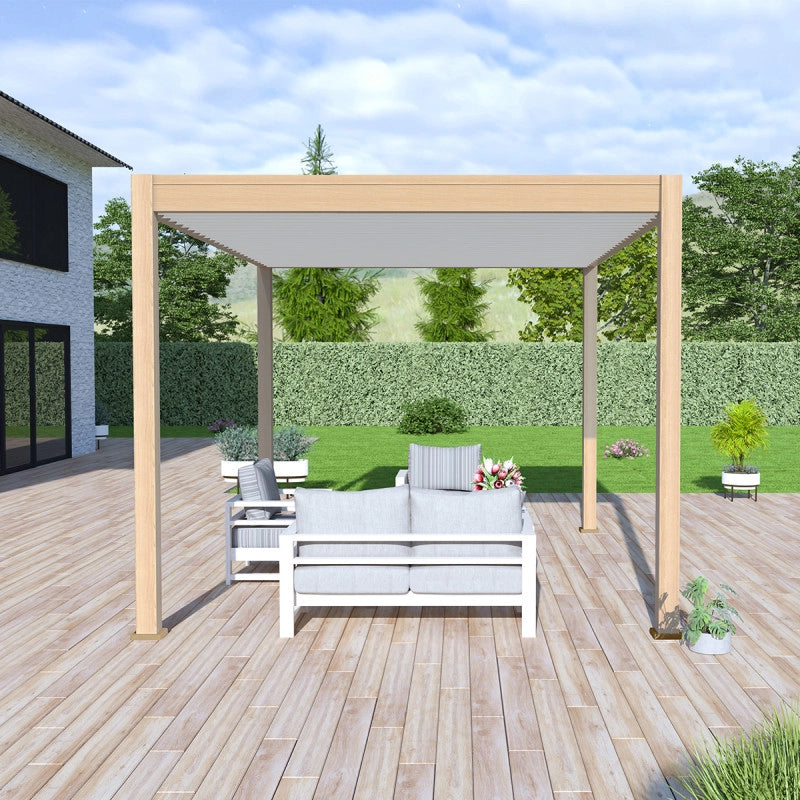 Pergola bioclimatica OmbrÃ©aÂ® VS autoportante 3x4M - Woodlook- Lamelle bianche