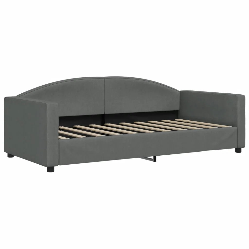 Divano Letto Estraibile Cassetti Grigio Scuro 90x190cm Tessuto