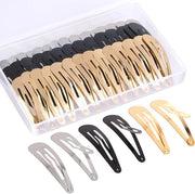 60 pezzi di spille per capelli a pressione, 5 cm spille per capelli a pressione in metallo con scatola per donne, ragazze, ragazzi (oro, argento, nero)