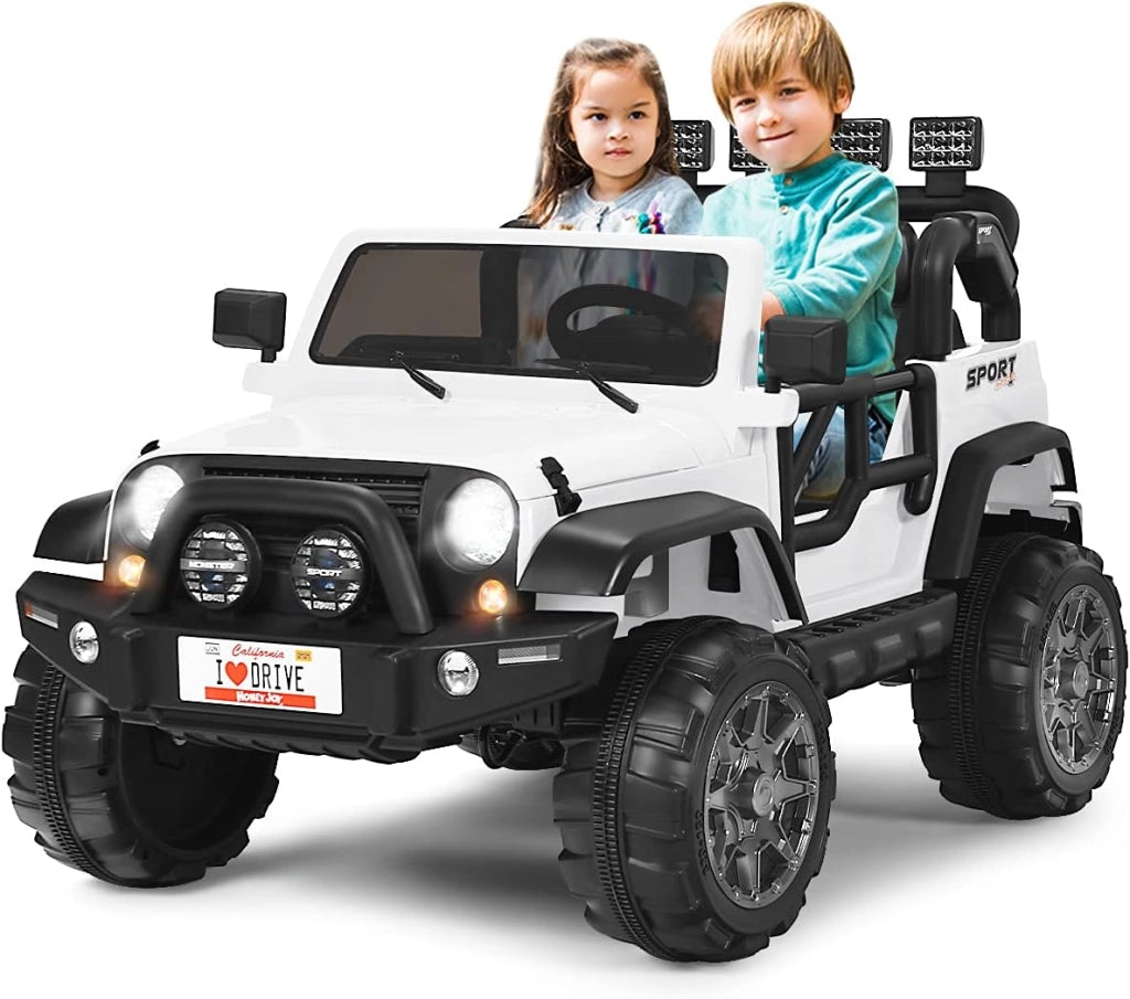 Auto Macchina Elettrica per Bambini 12V, Veicolo Elettrico a Batteria a 2 Posti, con Telecomando 2,4 G, Porta USB e AUX, per Bambini 3+ Anni (Bianco)