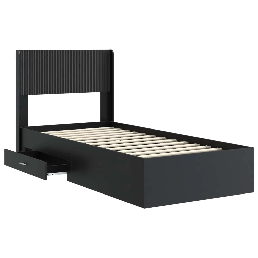 Struttura del letto con stoccaggio e testata Nero 75 x 190 cm 3414524