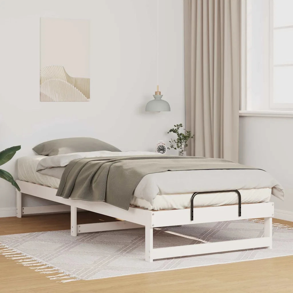 Struttura del letto Bianco 100 x 220 cm Pino massello 873173