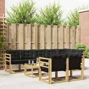 Set di divani da esterno con cuscino 9 pcs Bianco e Nero