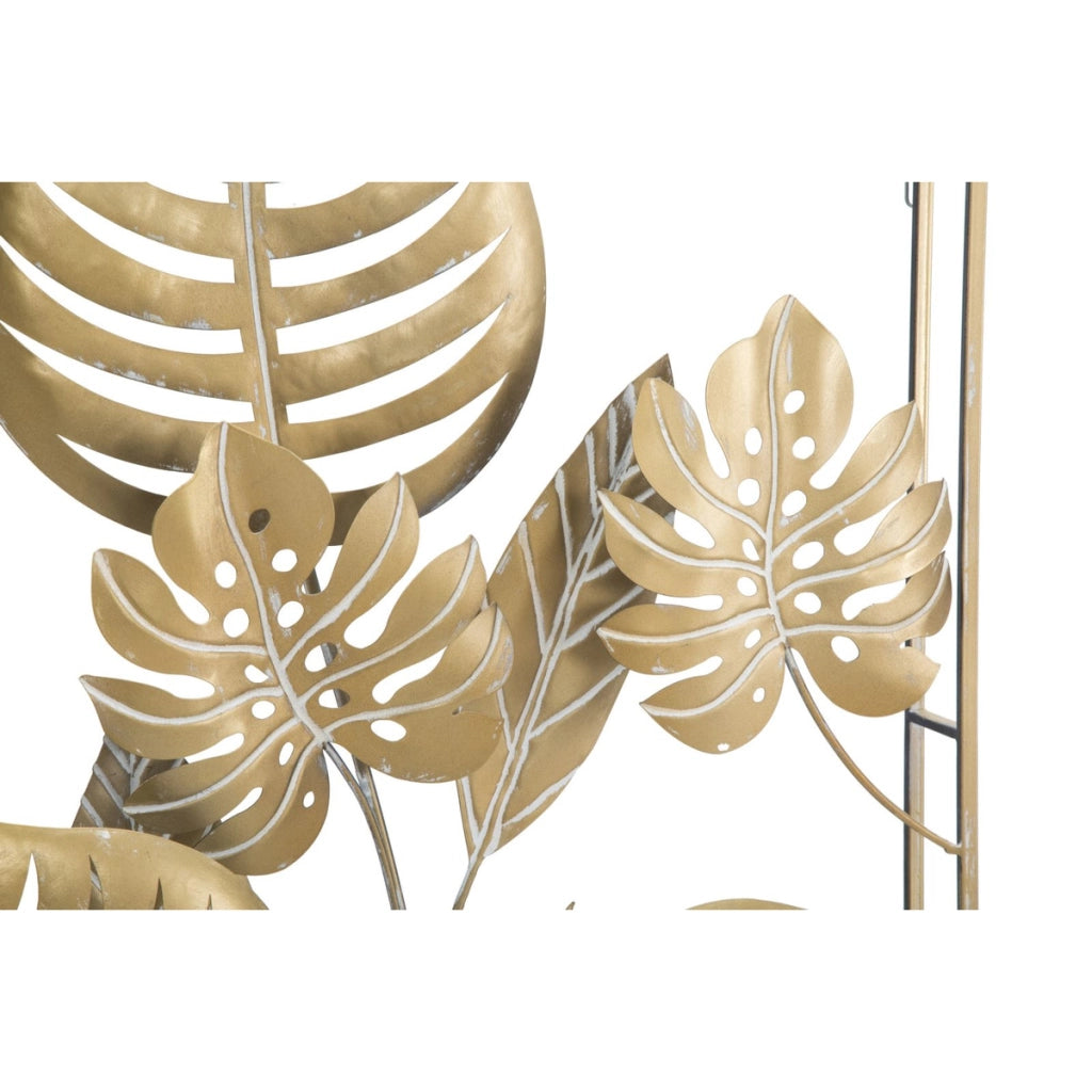 Decorazione in Metallo 3D Foglia 20, Oro, Metallo, 60x6,5x80 cm