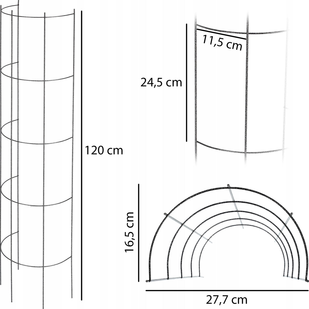 Pergola da giardino KADAX per fiori e rose, colonna di supporto in metallo lunga 120 cm