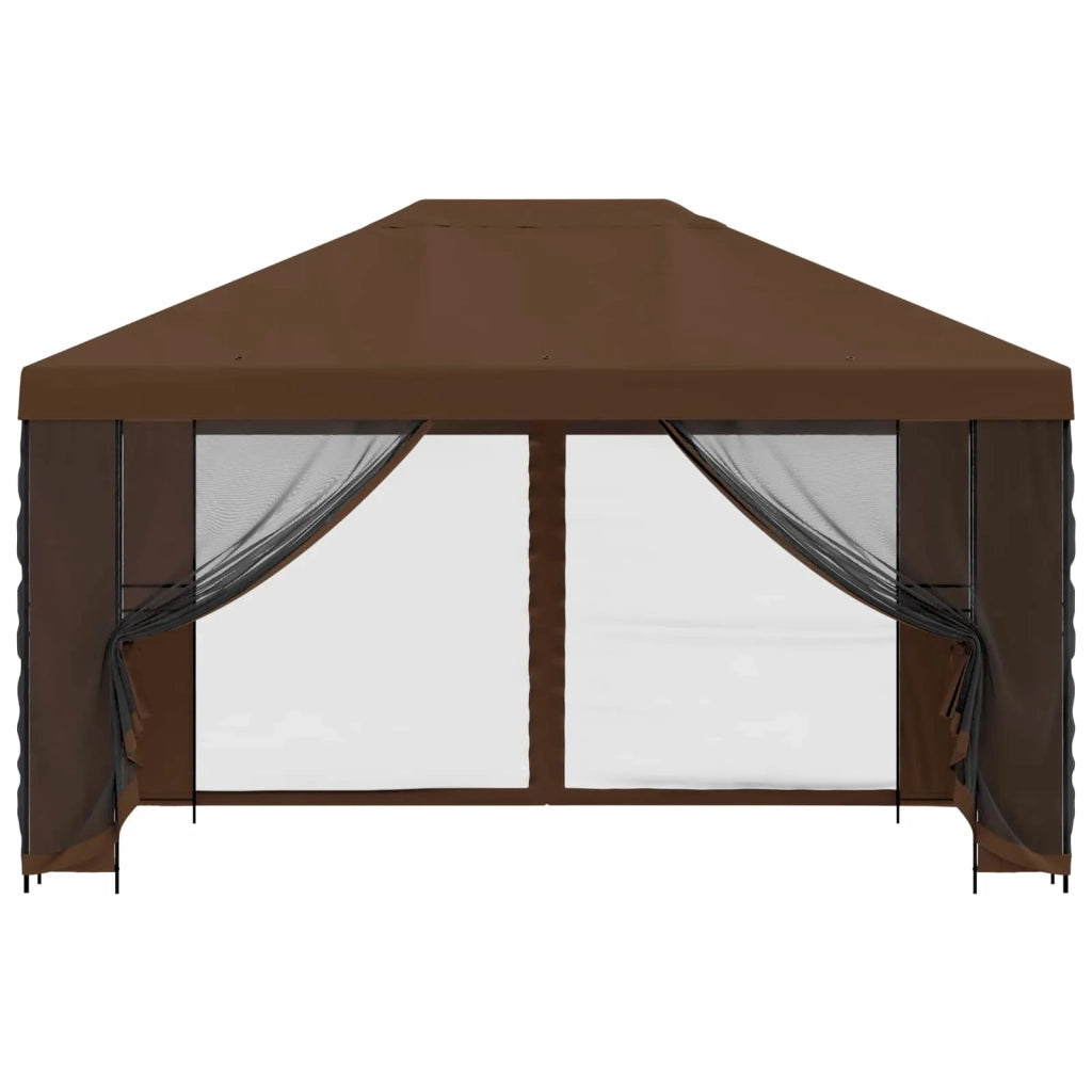 Gazebo da giardino con pareti laterali 4 × 3 m Marrone