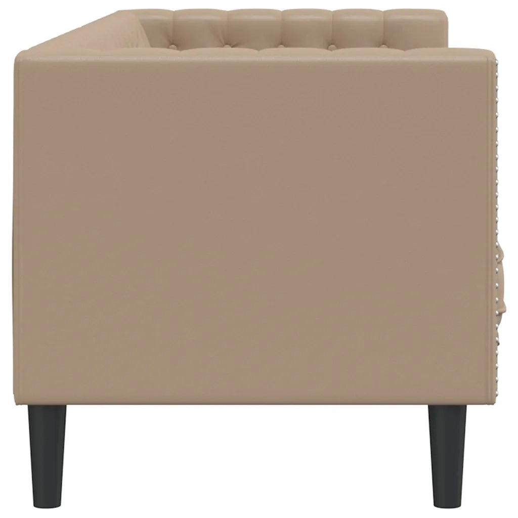 Divano Sedia-Poltrona Chesterfield a 3 Posti Cappuccino in Similpelle