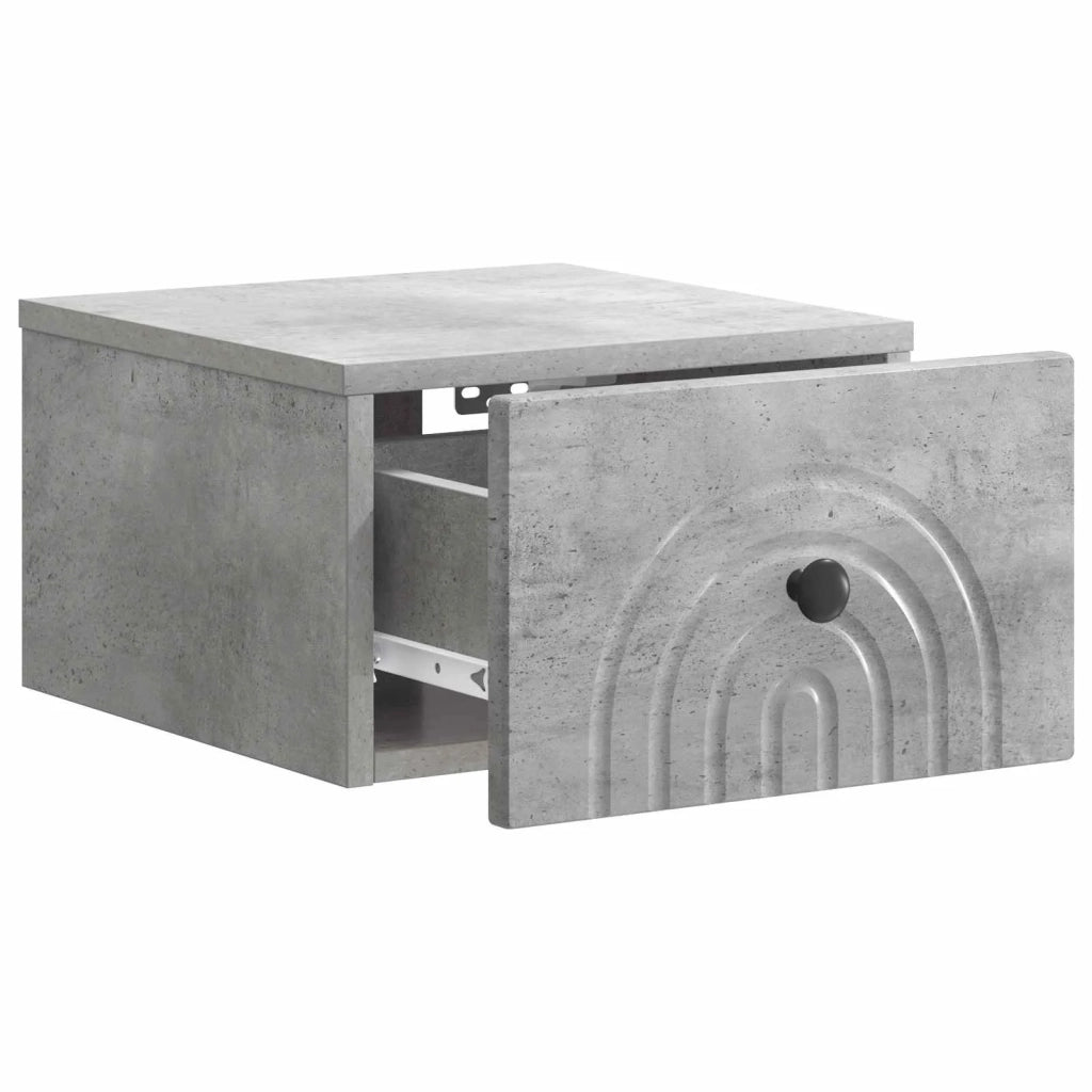 Mobiletto da notte a muro con cassetto 2 pcs Grigio Cemento 898092